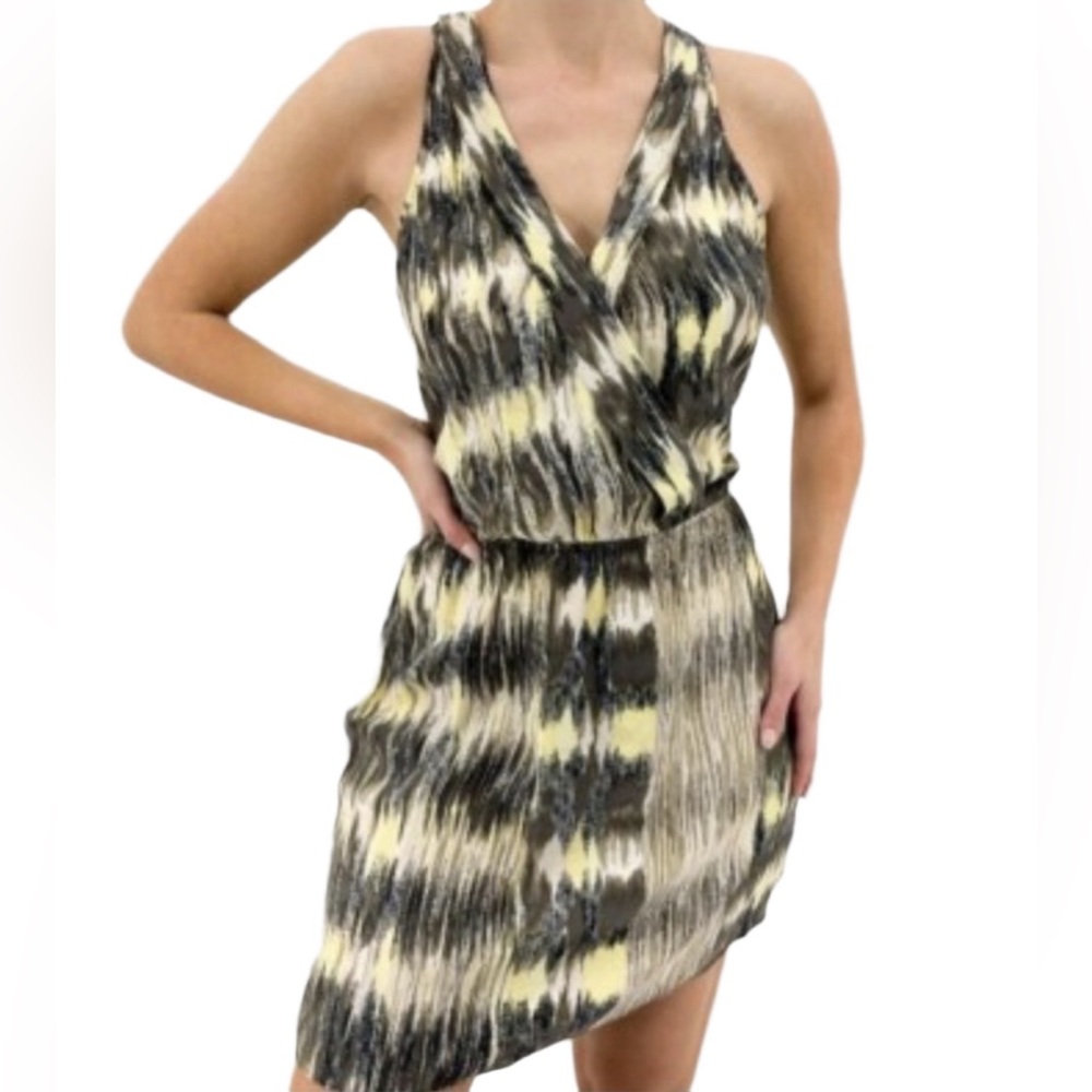 Parker Black and Yellow Patterned Mini Dress